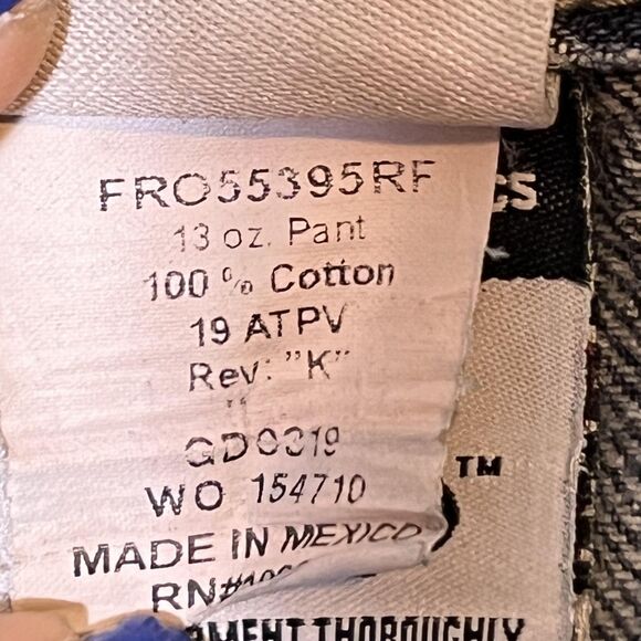 Crude FR Jeans Mens 38x30 Blue Denim FR Westex Flame Resistant CAT 2 NFPA 2112 - Picture 9 of 12